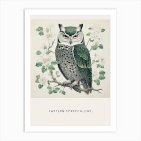 Ohara Koson Inspired Bird Painting Eastern Screech Owl 1 Poster Art Print