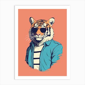 Tiger Illustrations Wearing A Polo Shirt 1 Art Print