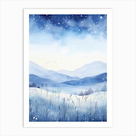 Watercolor Winter Landscape Art Print