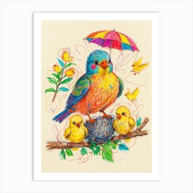 Birds On A Branch 1 Art Print