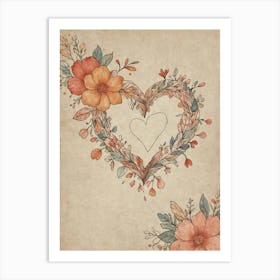 Heart With Flowers 1 Art Print