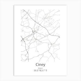 Ciney,Belgium Minimalist Map Art Print