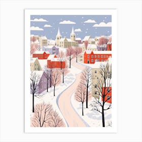 Retro Winter Illustration Cardiff United Kingdom Art Print