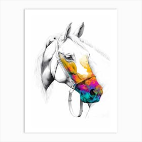 Horse Wild Tribal Illustration Art 05 Art Print