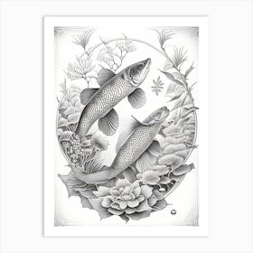 Kin Showa Koi Fish Haeckel Style Illustastration Art Print