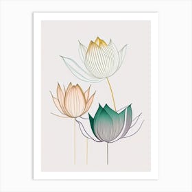 Lotus Flower Petals Minimal Line Drawing 5 Art Print