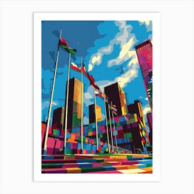 The United Nations Headquarters New York Colourful Silkscreen Illustration 1 Art Print