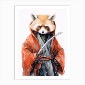 Baby Red Panda As A Jedi Watercolour 2 Art Print