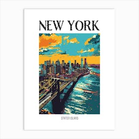 Staten Island New York Colourful Silkscreen Illustration 4 Poster Art Print