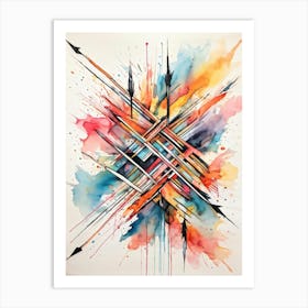 Abstract Design Hand Drawn Arrows And Markings Swirling Pattern Overlapping Lines Varying Line T (6) Art Print