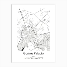 Gomez Palacio,Mexico Minimalist Map Art Print