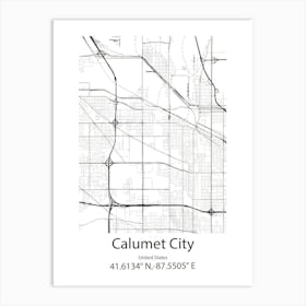 Calumet City,United States Minimalist Map Art Print