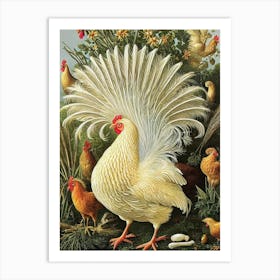 Chicken 2 Haeckel Style Vintage Illustration Bird Art Print