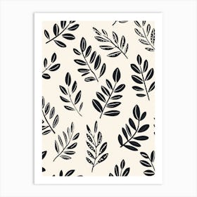 Black And White Leaves Art Print