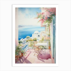 Balcony Bliss: Coastal Terrace Art Art Print