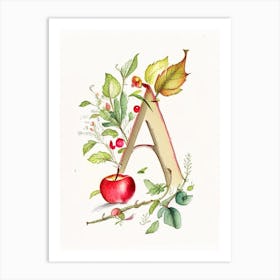 A  Apple, Letter, Alphabet Quentin Blake Illustration Art Print