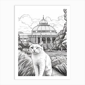 Royal Botanic Gardens Melbourne Australia, Cats Line Art 2 Art Print