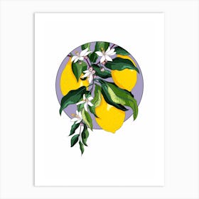 Circular Mofit Lemon Blossom Flowers Art Print