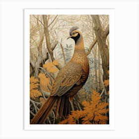 Dark And Moody Botanical Pheasant 3 Art Print