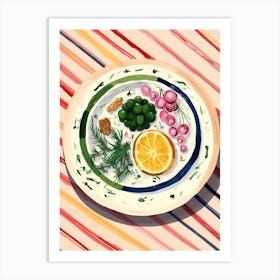 A Plate Of Eggplant, Top View Food Illustration 4 Art Print