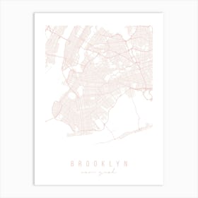 Brooklyn New York Light Pink Minimal Street Map Art Print