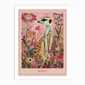 Floral Animal Painting Meerkat 2 Poster Art Print