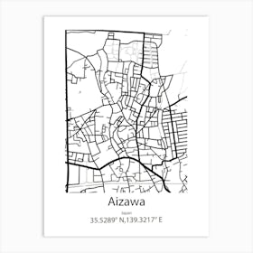 Aizawa,Japan Minimalist Map Art Print