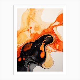 Black And Orange Flow Asbtract Painting 3 Art Print