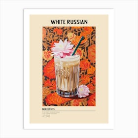 White Russian Cocktail Ingredients Poster Art Print