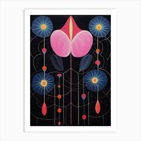 Fuchsia Hilma Af Klint Inspired Flower Illustration Art Print