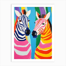 Colourful Kids Animal Art Zebra 3 Art Print