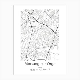 Morsang Sur Orge,France Minimalist Map Art Print