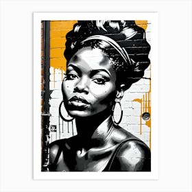 Vintage Graffiti Mural Of Beautiful Black Woman 99 Art Print