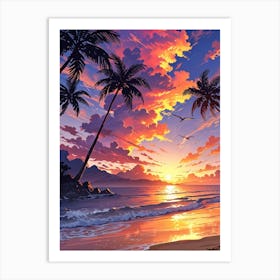 Sunset At The Beach 4 Art Print