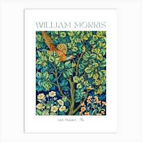 William Morris Cock Pheasant Fabric Print 1916 HD Remastered Labelled Poster Fine Artwork Highlighting Birds from Famous British Textile Artist Art Print