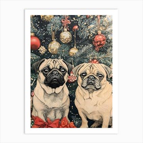 Christmas Pugs 16 Art Print