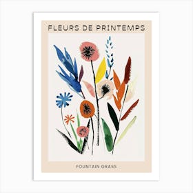 Spring Floral French Poster  Fountain Grass 3 Art Print