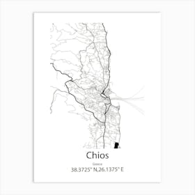 Chios,Greece Minimalist Map Art Print