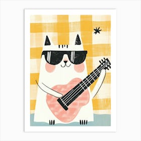 Cat Playing Guitar Art Print