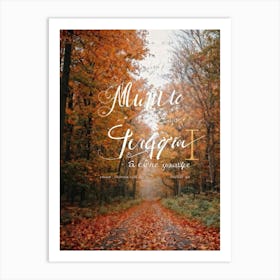 Autumn Greeting Crafted In Hand Drawn Style Rustic Typography Dancing Across The Visual Space Musi (3) Art Print