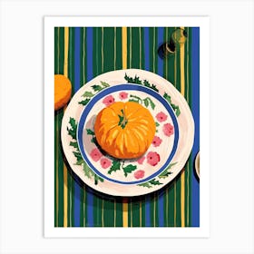 A Plate Of Pumpkins, Autumn Food Illustration Top View 47 Art Print