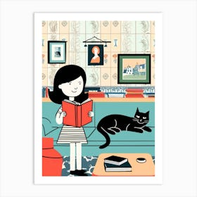 Girl Reading A Book Art Print