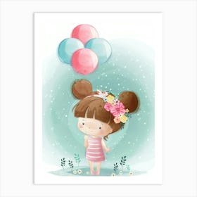 Little Girl With Balloons Art Print