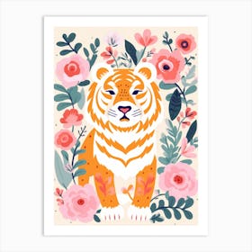 Tiger With Flowers 1 Art Print