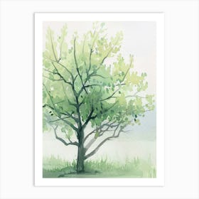 Plum Tree Atmospheric Watercolour Painting 4 Art Print