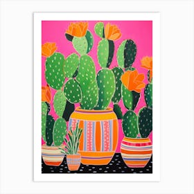 Cactus Painting Maximalist Still Life Nopal Cactus 3 Art Print