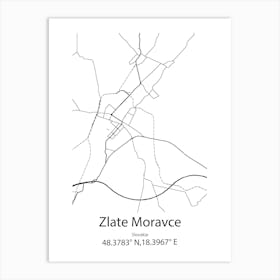 Zlate Moravce,Slovakia Minimalist Map Art Print