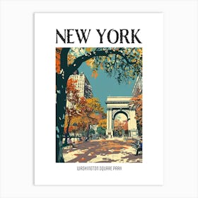 Washington Square Park New York Colourful Silkscreen Illustration 4 Poster Art Print
