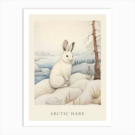Beatrix Potter Inspired  Animal Watercolour Arctic Hare 3 Art Print