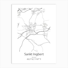 Sankt Ingbert,Germany Minimalist Map Art Print